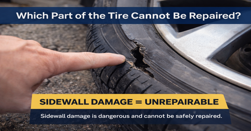 Which Part of the Tire Cannot Be Repaired?