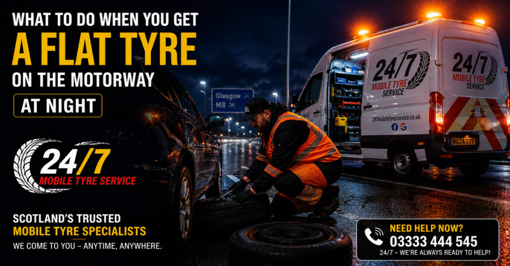 What to Do When You Get a Flat Tyre on the Motorway at Night | 24/7 Mobile Tyres Sheffield