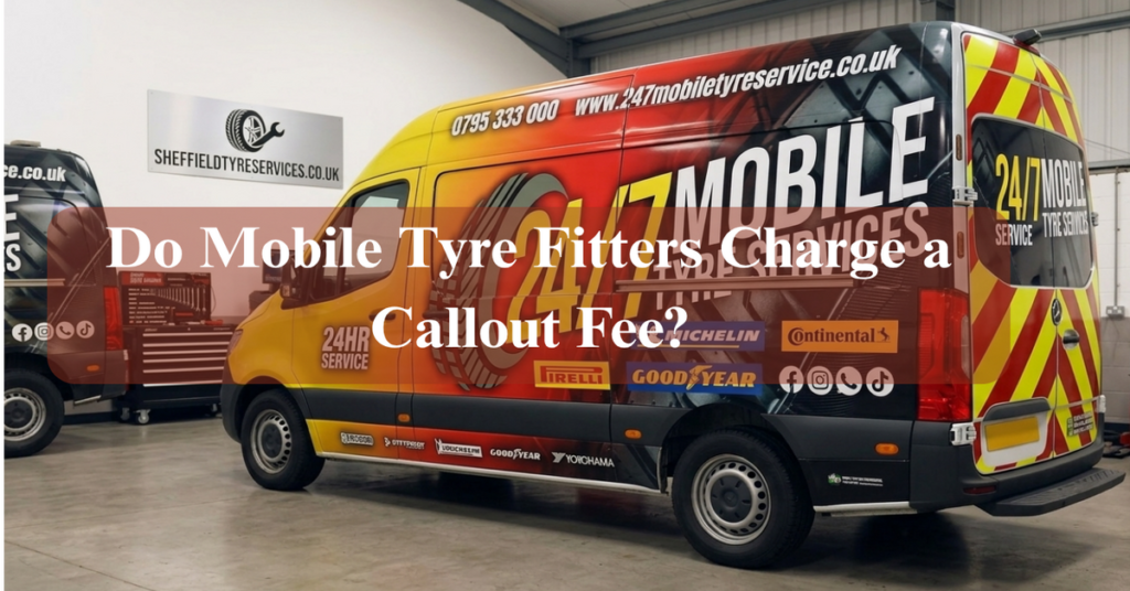 Mobile tyre fitter replacing a flat tyre at the roadside with transparent callout fee pricing in Glasgow
